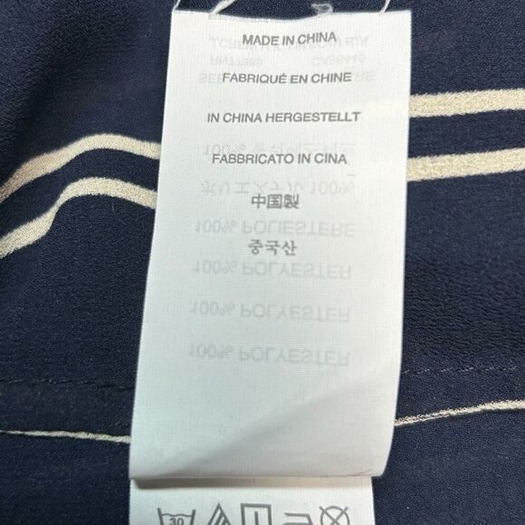 J. Crew‎ Drapey Keyhole Tomboy Tank Top Sheer Navy Blue with White Stripe Size 6 - Picture 7 of 12